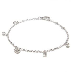 COACH Charm Bracelet Silver Heart Crystal Charms Adjustable NWT